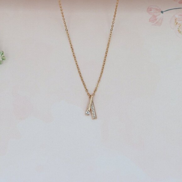 "Elegant Rose Gold Plated Necklace w/ CZ Pendant,  XPNL0159 - Picture 6 of 13